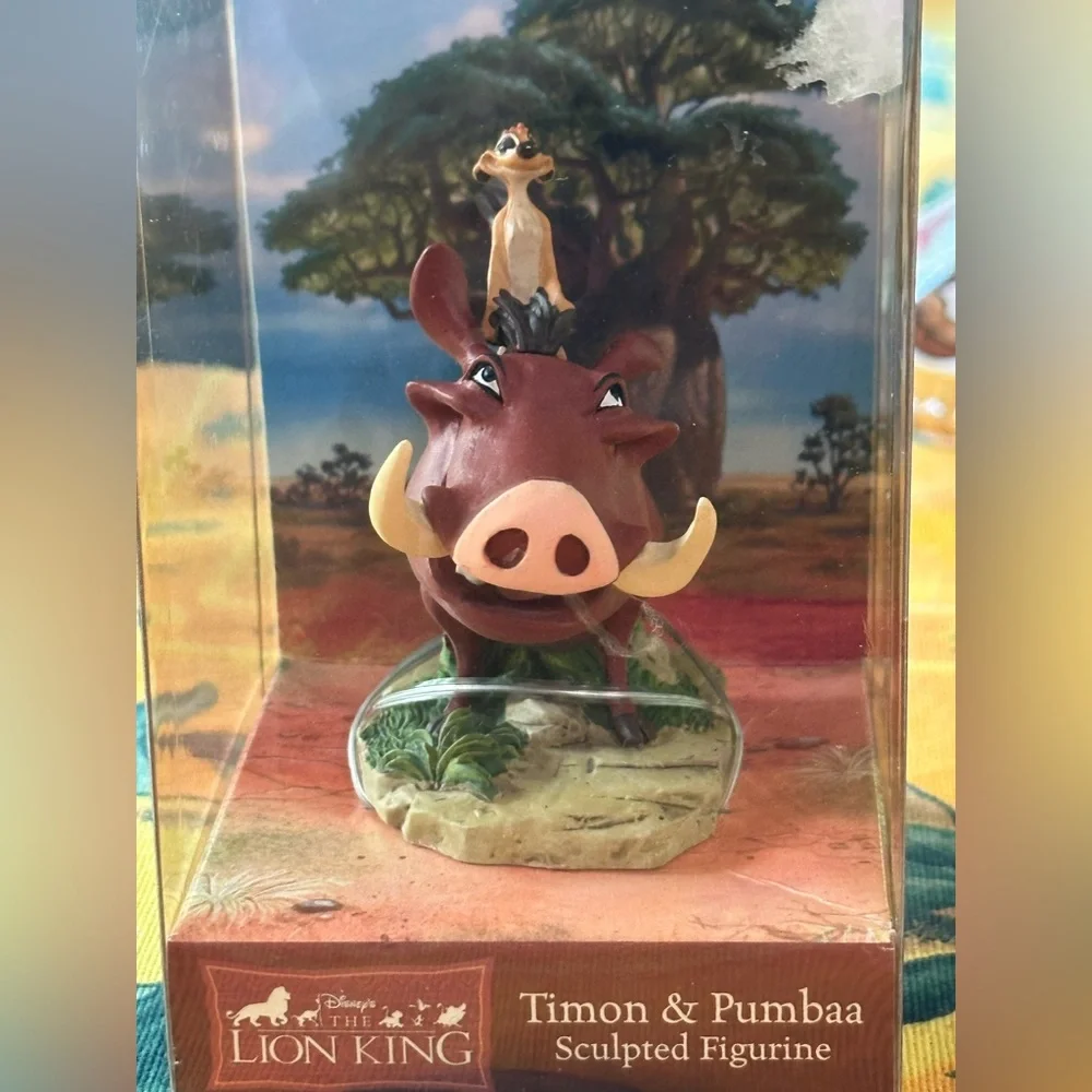 New Disney The Lion King Timon & Pumbaa Enesco Sculpted Figurine 3” NIB
